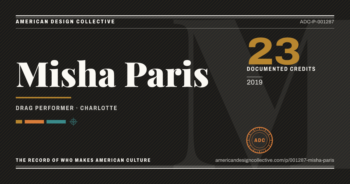 Registry card for Misha Paris: the ADC seal, Misha Paris, and how much is on record.