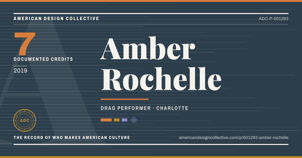 Registry card for Amber Rochelle: the ADC seal, Amber Rochelle, and how much is on record.