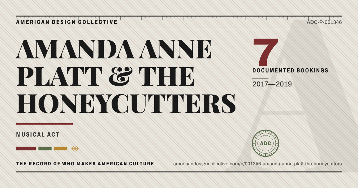 Registry card for AMANDA ANNE PLATT & THE HONEYCUTTERS: the ADC seal, AMANDA ANNE PLATT & THE HONEYCUTTERS, and how much is on record.