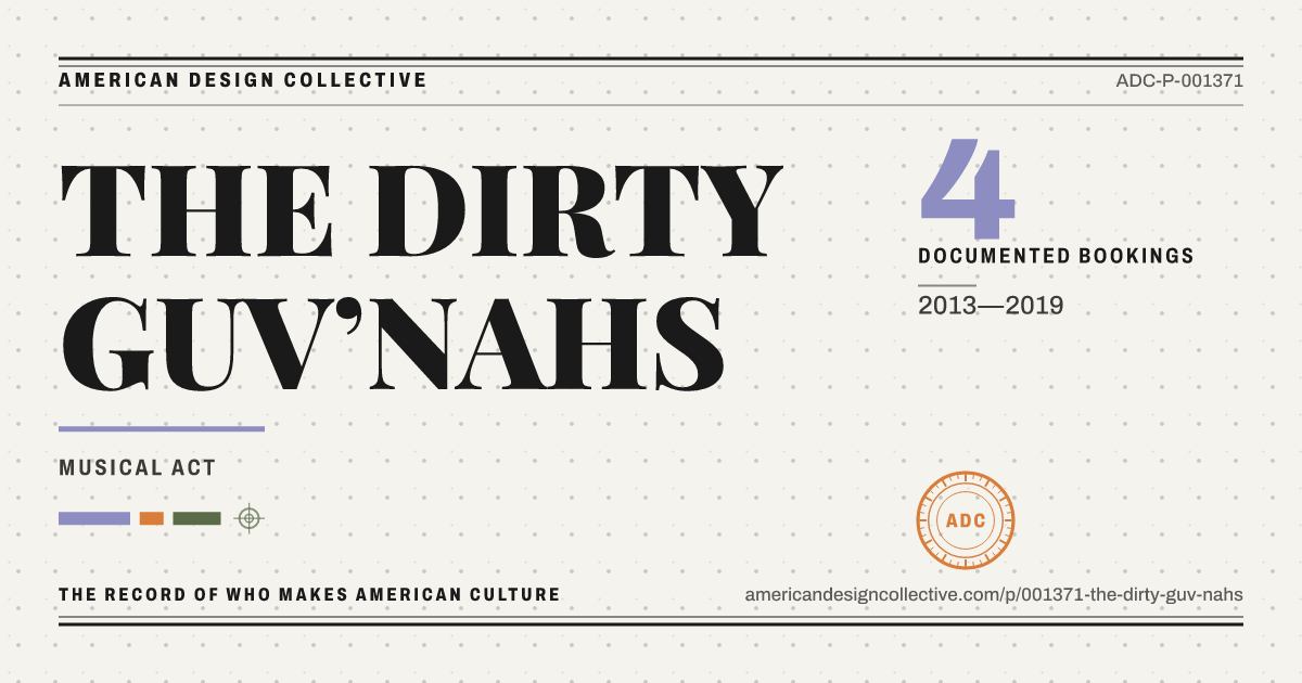 Registry card for THE DIRTY GUV’NAHS: the ADC seal, THE DIRTY GUV’NAHS, and how much is on record.