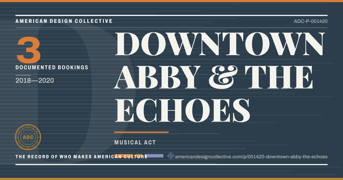 Registry card for DOWNTOWN ABBY & THE ECHOES: the ADC seal, DOWNTOWN ABBY & THE ECHOES, and how much is on record.