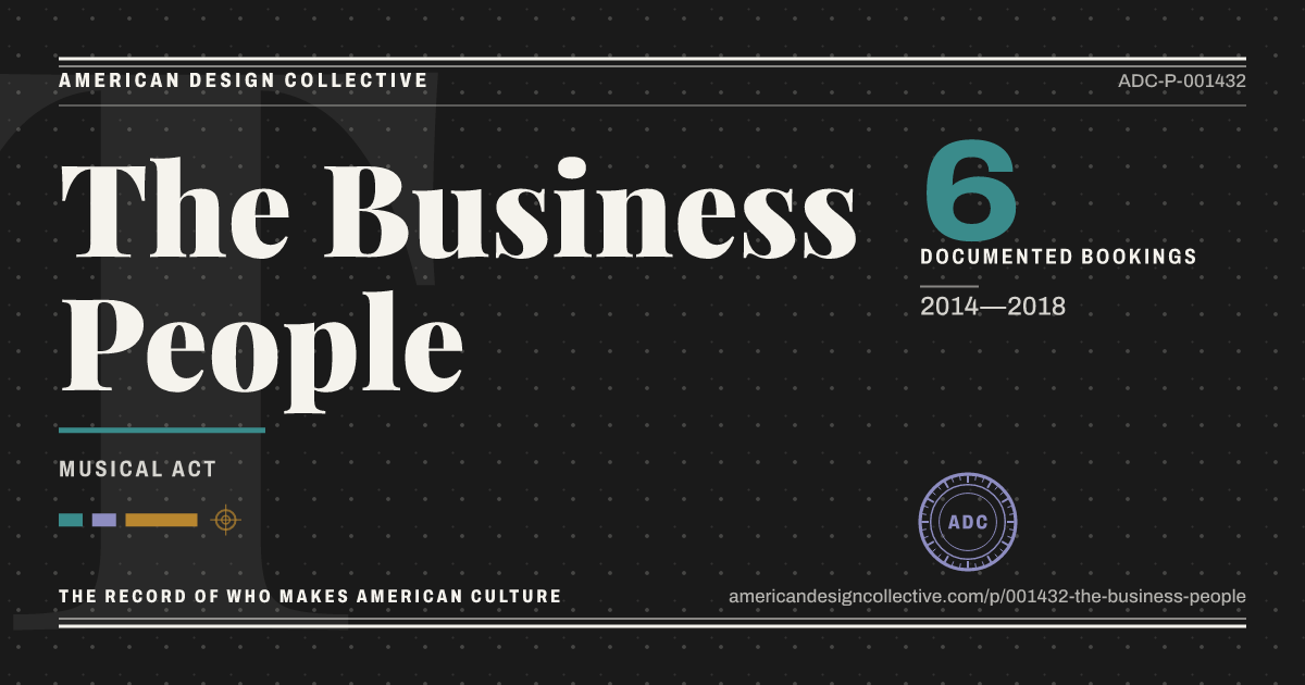 Registry card for The Business People: the ADC seal, The Business People, and how much is on record.