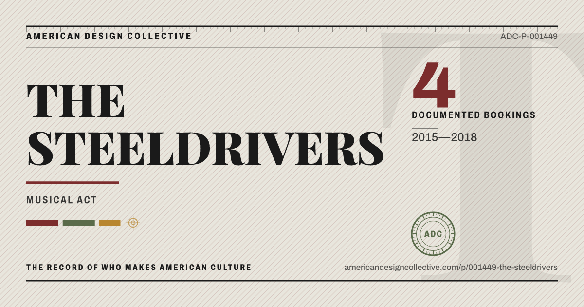 Registry card for THE STEELDRIVERS: the ADC seal, THE STEELDRIVERS, and how much is on record.