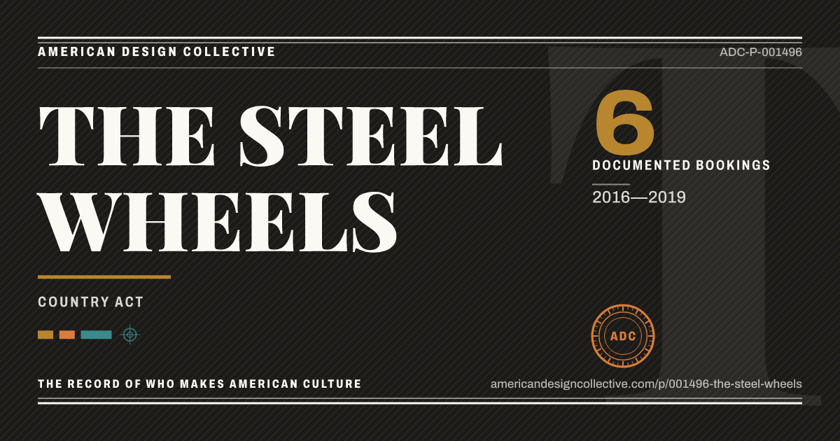 Registry card for THE STEEL WHEELS: the ADC seal, THE STEEL WHEELS, and how much is on record.
