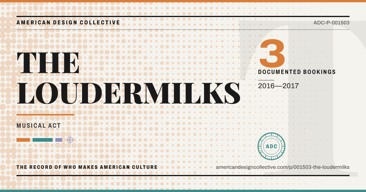 Registry card for THE LOUDERMILKS: the ADC seal, THE LOUDERMILKS, and how much is on record.