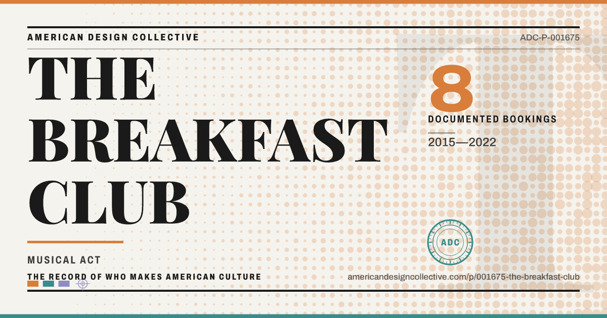 Registry card for THE BREAKFAST CLUB: the ADC seal, THE BREAKFAST CLUB, and how much is on record.