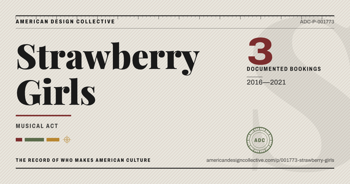 Registry card for Strawberry Girls: the ADC seal, Strawberry Girls, and how much is on record.