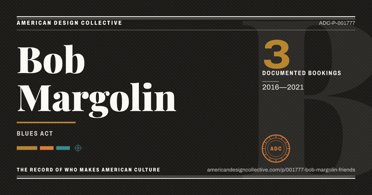Registry card for Bob Margolin: the ADC seal, Bob Margolin, and how much is on record.