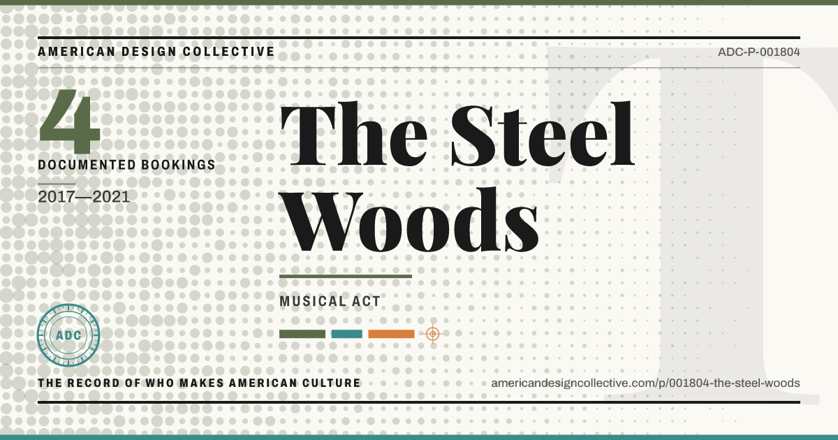 Registry card for The Steel Woods: the ADC seal, The Steel Woods, and how much is on record.