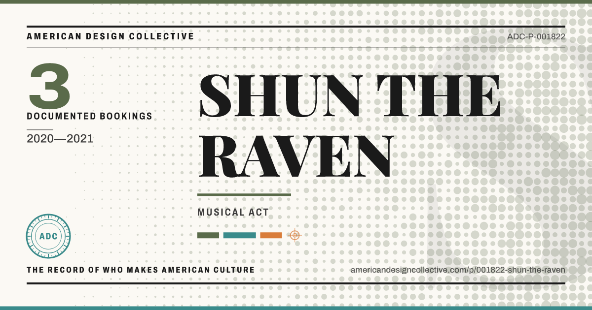 Registry card for SHUN THE RAVEN: the ADC seal, SHUN THE RAVEN, and how much is on record.