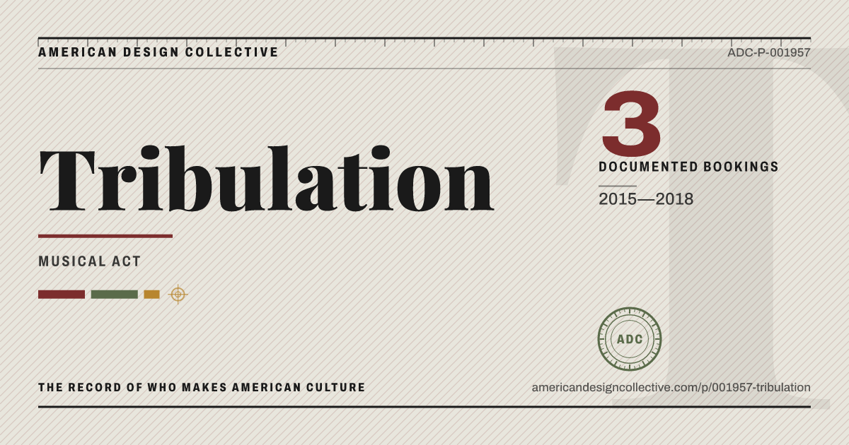 Registry card for Tribulation: the ADC seal, Tribulation, and how much is on record.