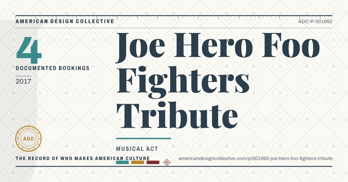 Registry card for Joe Hero Foo Fighters Tribute: the ADC seal, Joe Hero Foo Fighters Tribute, and how much is on record.