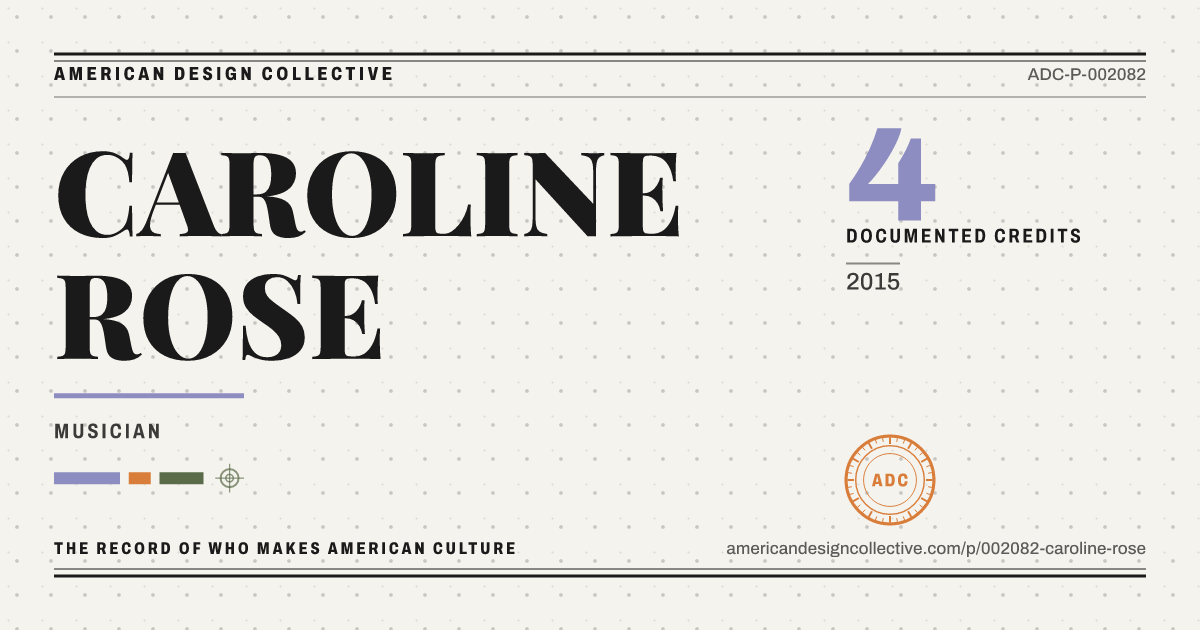 Registry card for CAROLINE ROSE: the ADC seal, CAROLINE ROSE, and how much is on record.