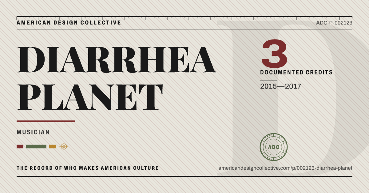 Registry card for DIARRHEA PLANET: the ADC seal, DIARRHEA PLANET, and how much is on record.