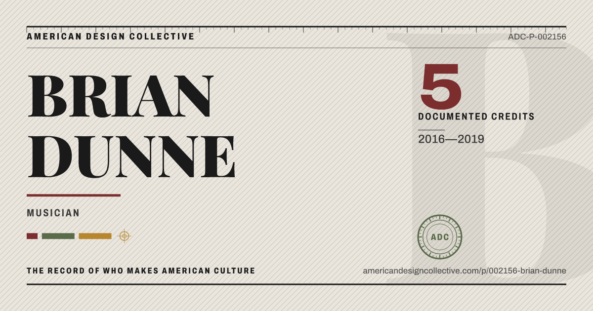 Registry card for BRIAN DUNNE: the ADC seal, BRIAN DUNNE, and how much is on record.