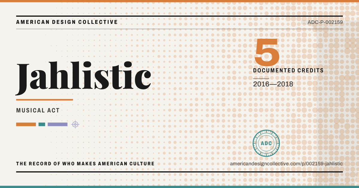 Registry card for Jahlistic: the ADC seal, Jahlistic, and how much is on record.