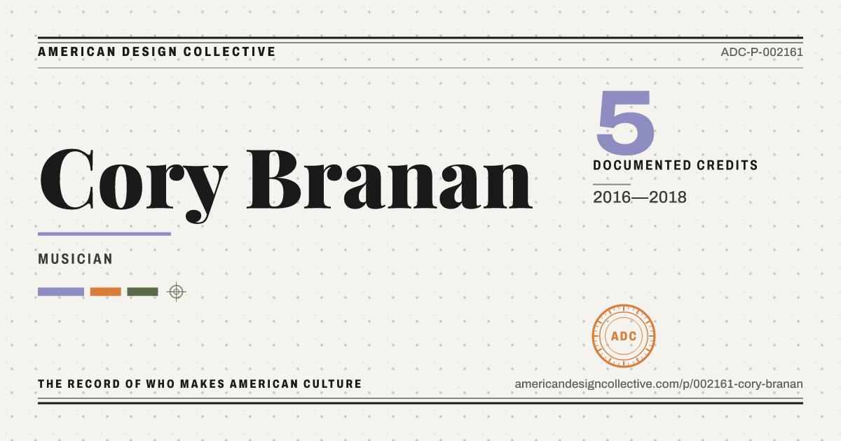 Registry card for Cory Branan: the ADC seal, Cory Branan, and how much is on record.