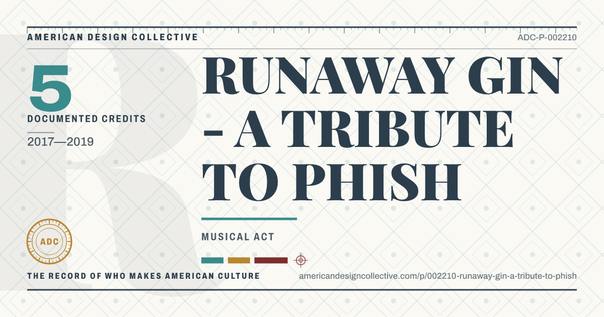 Registry card for RUNAWAY GIN - A TRIBUTE TO PHISH: the ADC seal, RUNAWAY GIN - A TRIBUTE TO PHISH, and how much is on record.