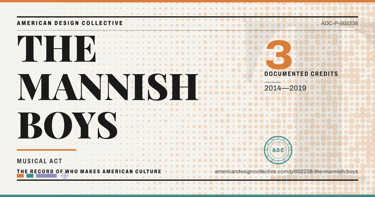 Registry card for THE MANNISH BOYS: the ADC seal, THE MANNISH BOYS, and how much is on record.
