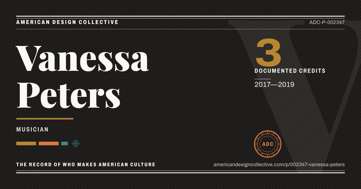 Registry card for Vanessa Peters: the ADC seal, Vanessa Peters, and how much is on record.