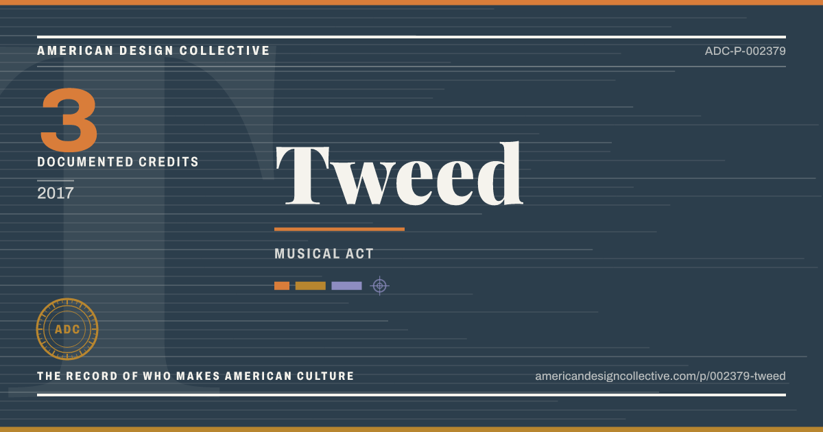 Registry card for Tweed: the ADC seal, Tweed, and how much is on record.