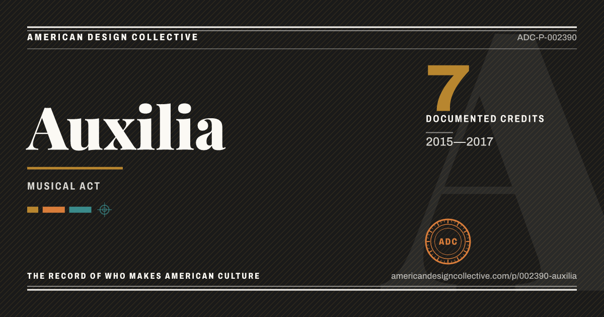 Registry card for Auxilia: the ADC seal, Auxilia, and how much is on record.