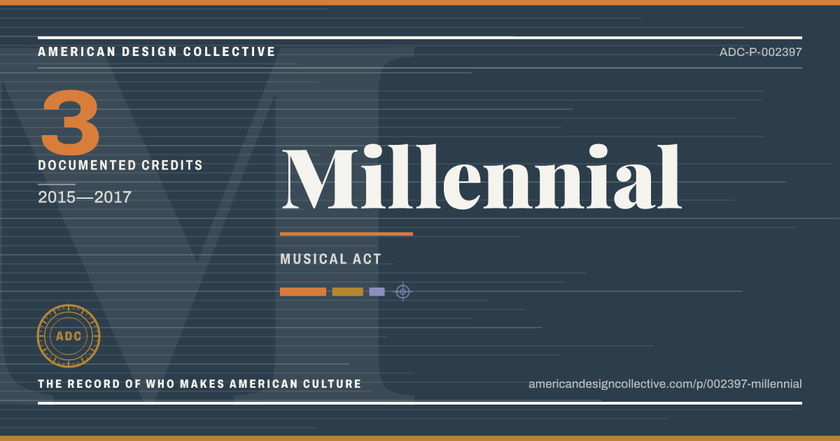 Registry card for Millennial: the ADC seal, Millennial, and how much is on record.