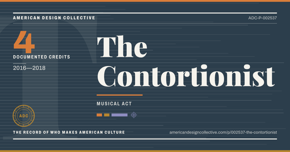 Registry card for The Contortionist: the ADC seal, The Contortionist, and how much is on record.