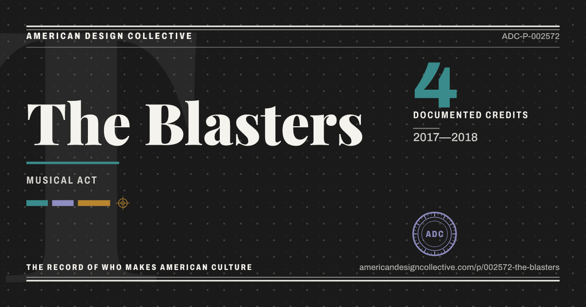 Registry card for The Blasters: the ADC seal, The Blasters, and how much is on record.