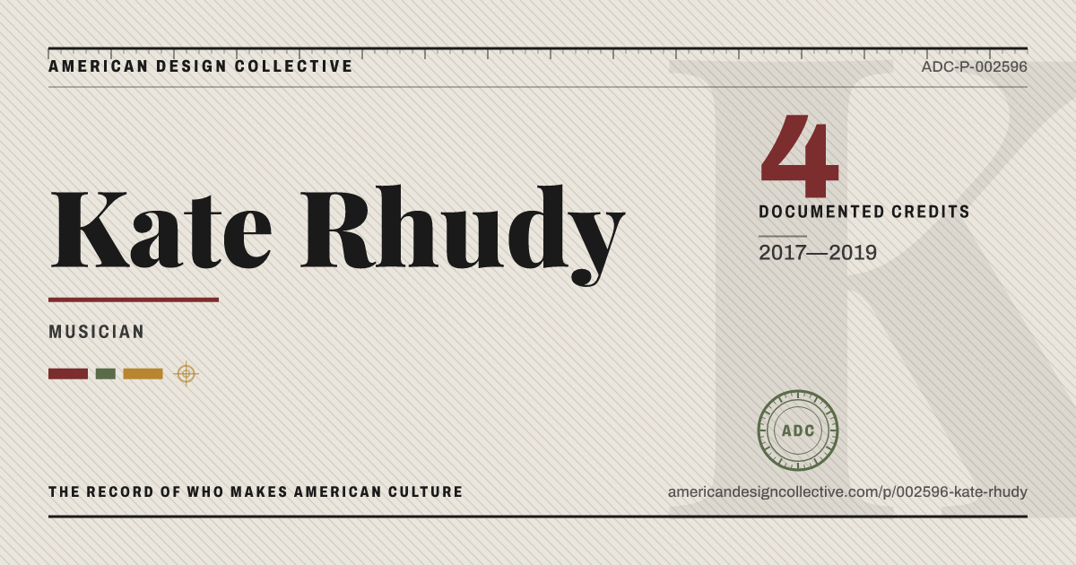 Registry card for Kate Rhudy: the ADC seal, Kate Rhudy, and how much is on record.