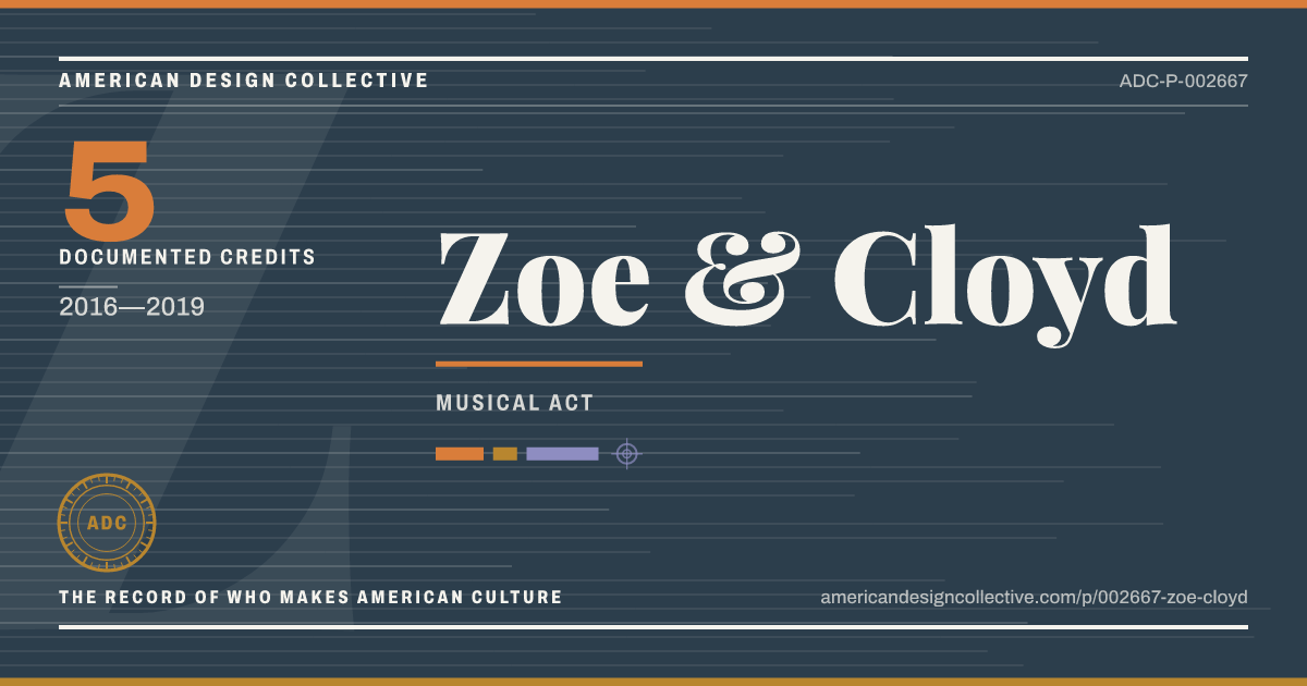 Registry card for Zoe & Cloyd: the ADC seal, Zoe & Cloyd, and how much is on record.