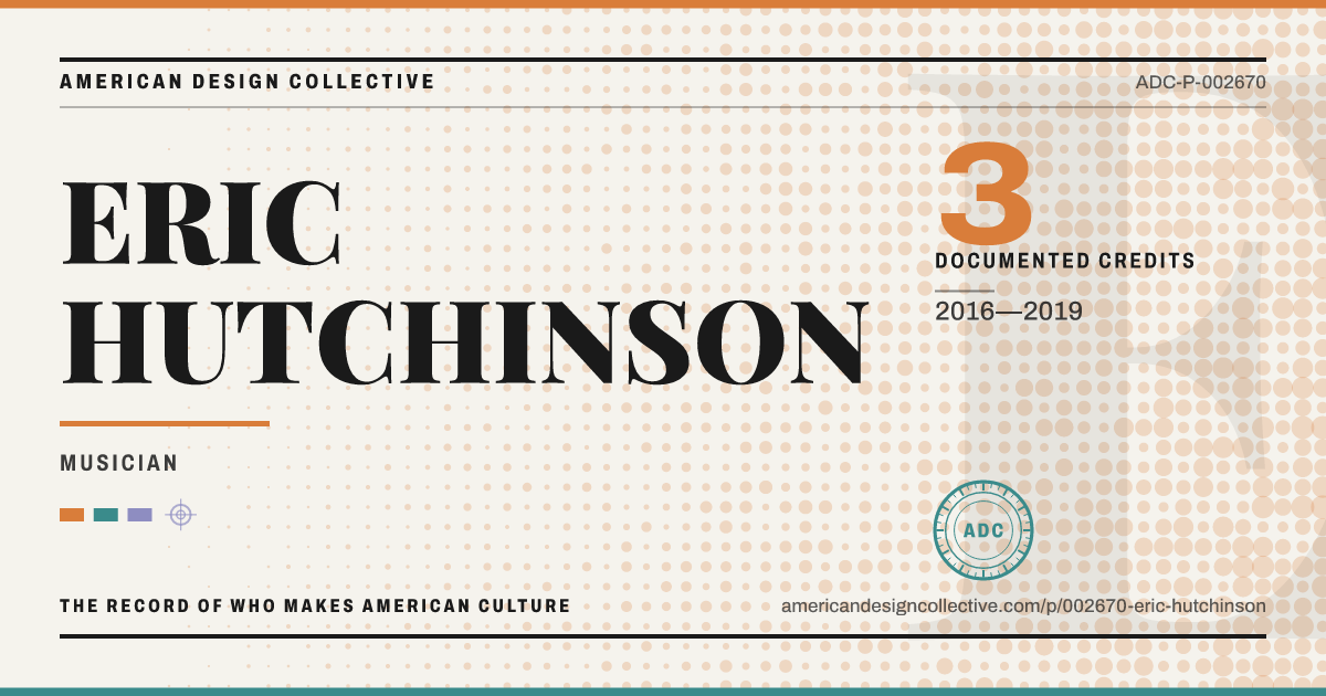 Registry card for ERIC HUTCHINSON: the ADC seal, ERIC HUTCHINSON, and how much is on record.