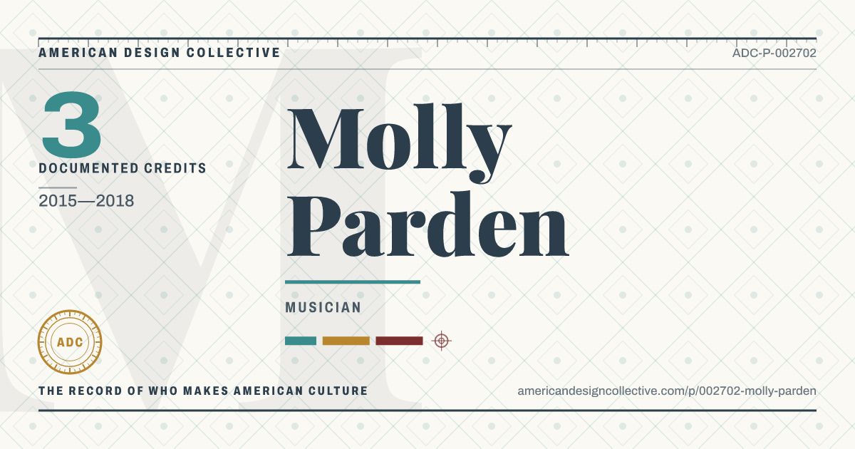 Registry card for Molly Parden: the ADC seal, Molly Parden, and how much is on record.
