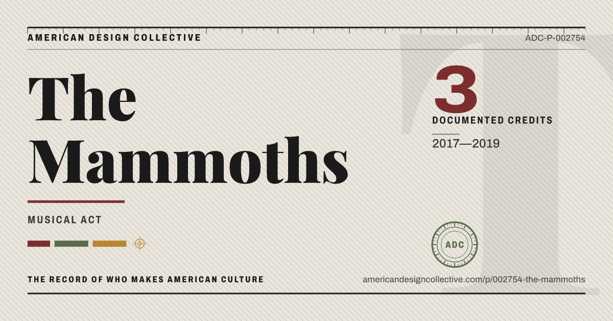 Registry card for The Mammoths: the ADC seal, The Mammoths, and how much is on record.