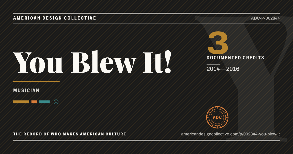 Registry card for You Blew It!: the ADC seal, You Blew It!, and how much is on record.