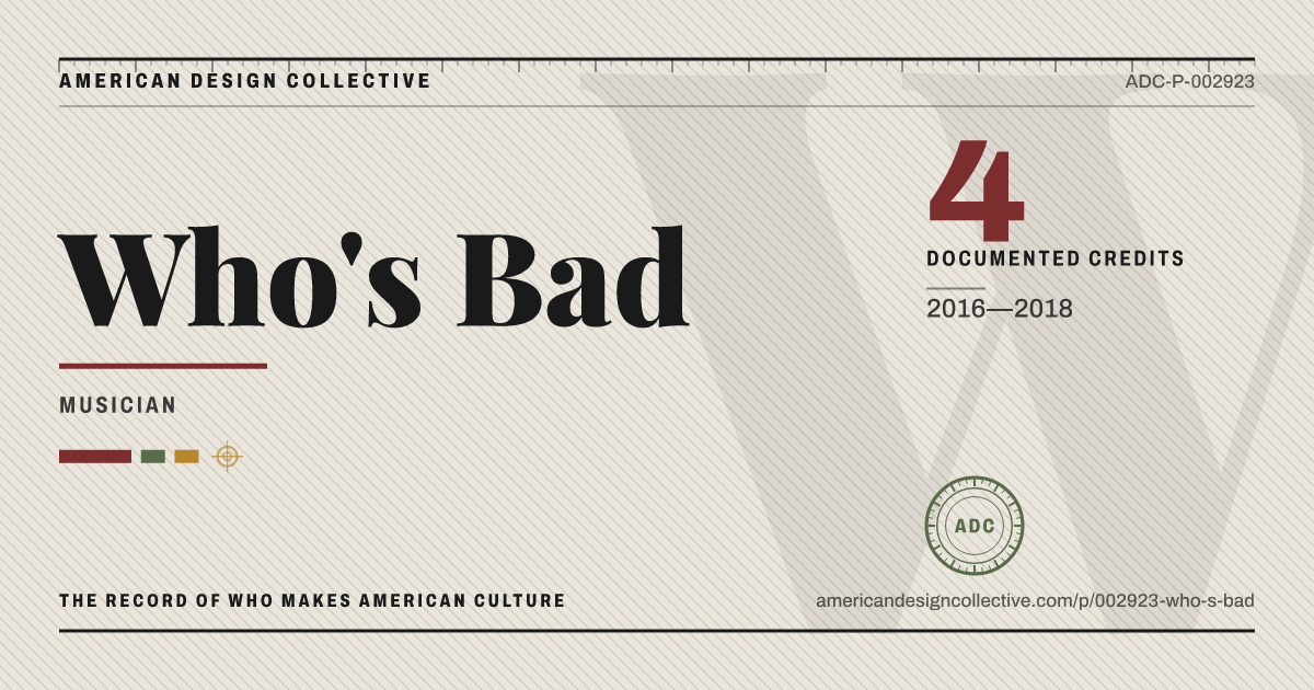 Registry card for Who's Bad: the ADC seal, Who's Bad, and how much is on record.