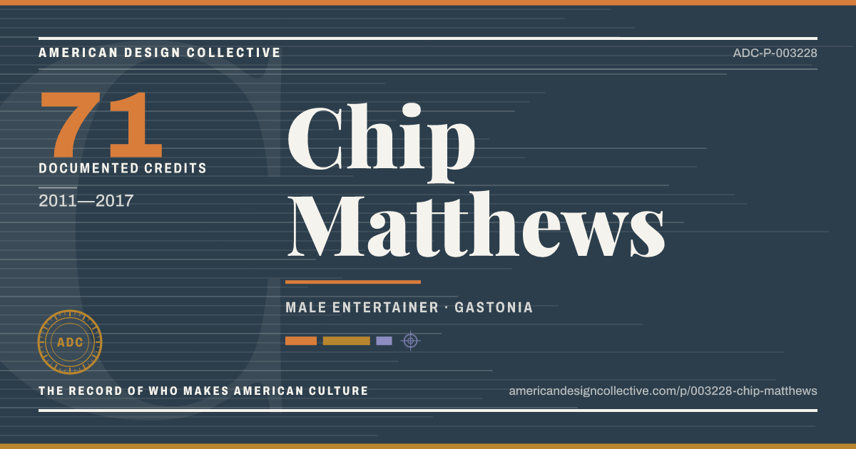 Registry card for Chip Matthews: the ADC seal, Chip Matthews, and how much is on record.