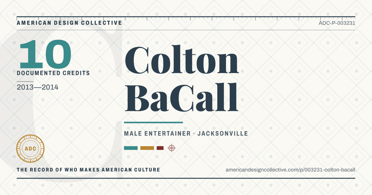 Registry card for Colton BaCall: the ADC seal, Colton BaCall, and how much is on record.