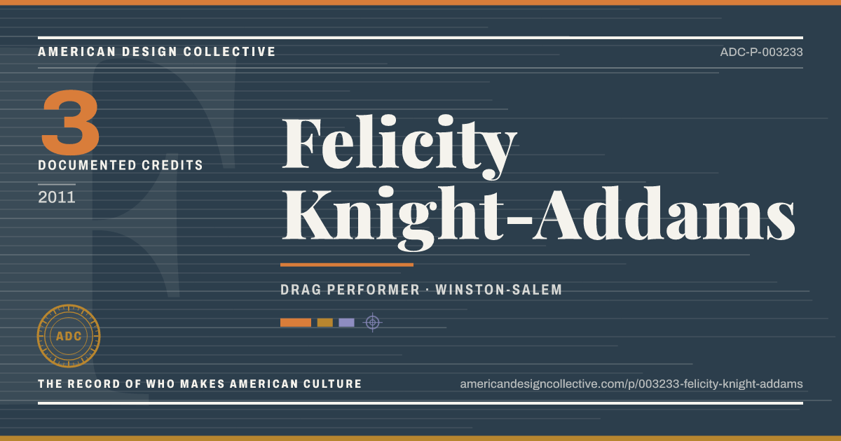 Registry card for Felicity Knight-Addams: the ADC seal, Felicity Knight-Addams, and how much is on record.