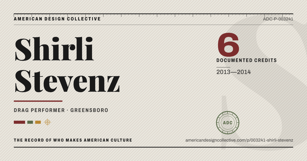 Registry card for Shirli Stevenz: the ADC seal, Shirli Stevenz, and how much is on record.