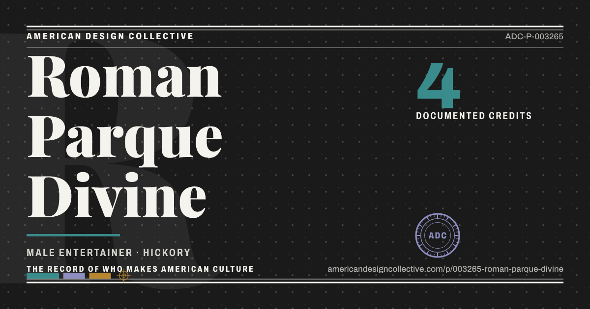 Registry card for Roman Parque Divine: the ADC seal, Roman Parque Divine, and how much is on record.