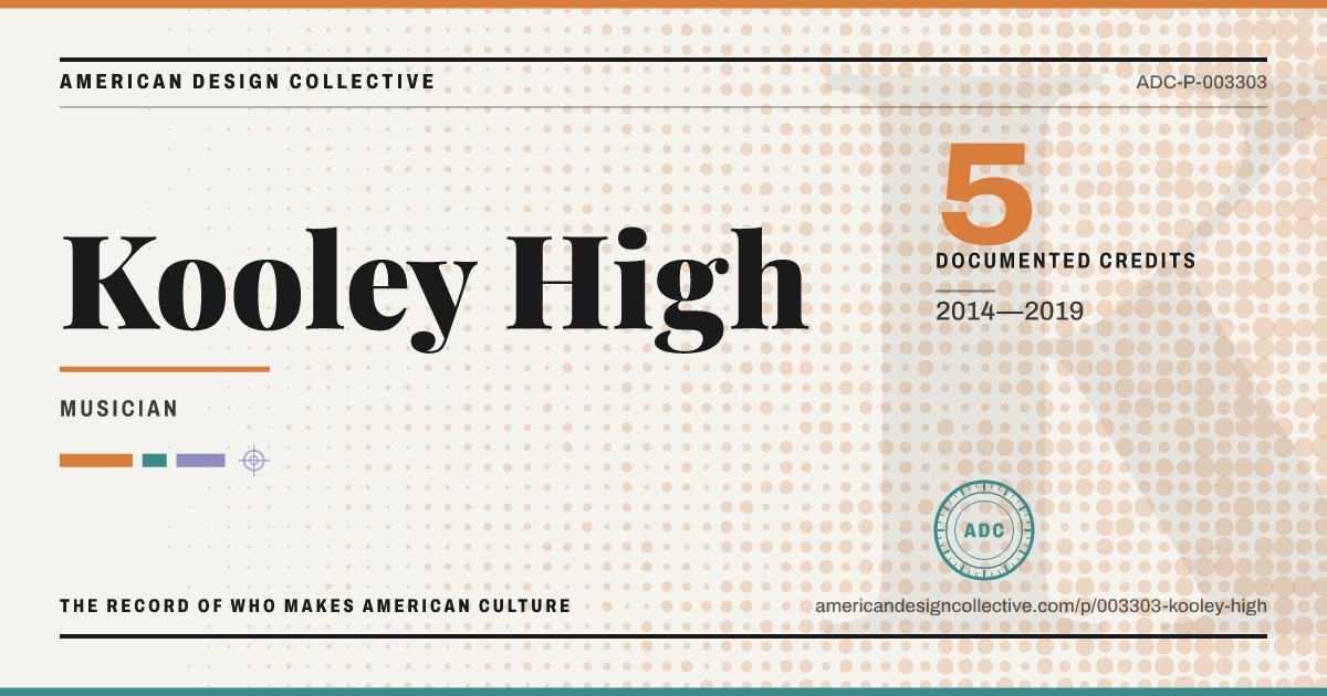 Registry card for Kooley High: the ADC seal, Kooley High, and how much is on record.