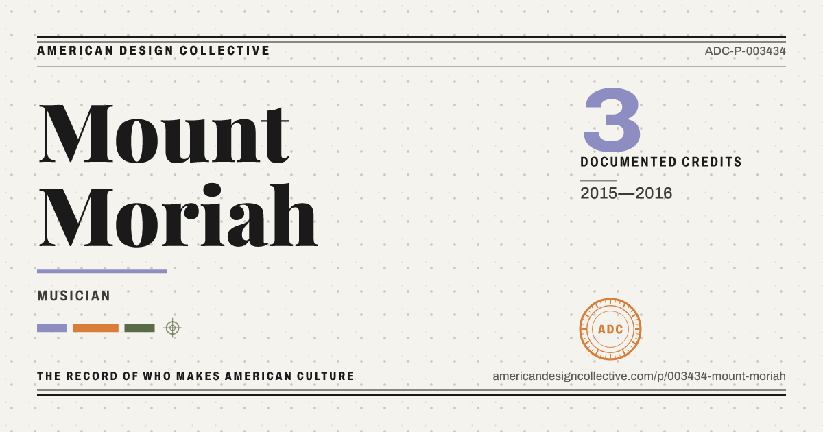 Registry card for Mount Moriah: the ADC seal, Mount Moriah, and how much is on record.