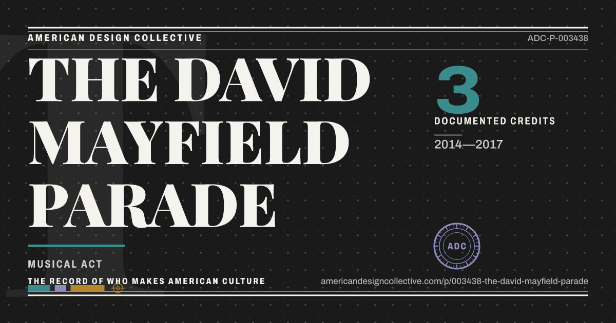 Registry card for THE DAVID MAYFIELD PARADE: the ADC seal, THE DAVID MAYFIELD PARADE, and how much is on record.