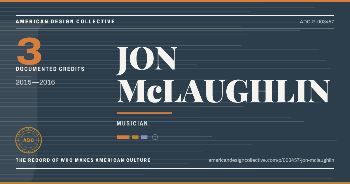 Registry card for JON McLAUGHLIN: the ADC seal, JON McLAUGHLIN, and how much is on record.
