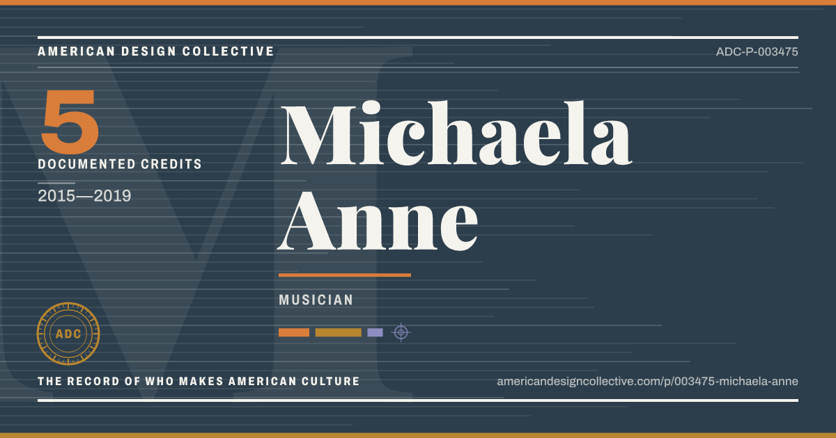 Registry card for Michaela Anne: the ADC seal, Michaela Anne, and how much is on record.