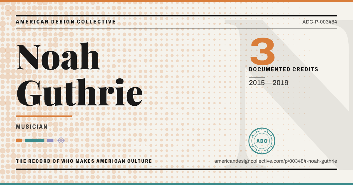 Registry card for Noah Guthrie: the ADC seal, Noah Guthrie, and how much is on record.
