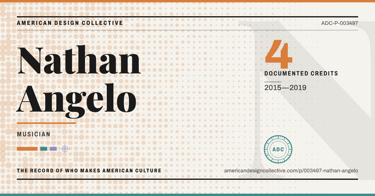 Registry card for Nathan Angelo: the ADC seal, Nathan Angelo, and how much is on record.