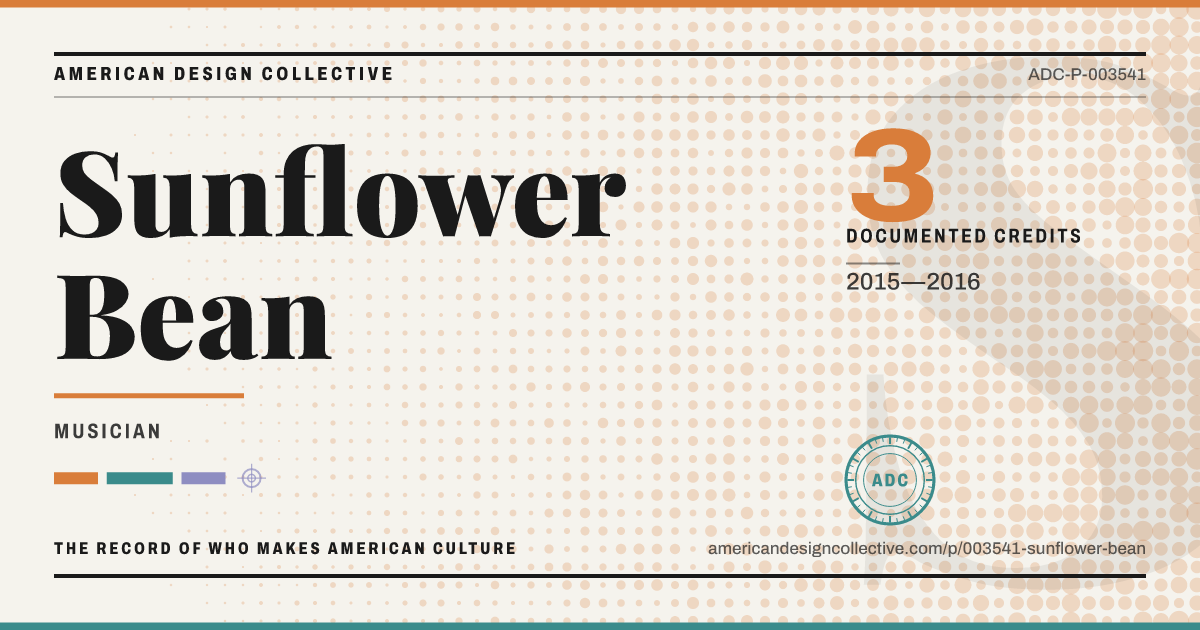 Registry card for Sunflower Bean: the ADC seal, Sunflower Bean, and how much is on record.