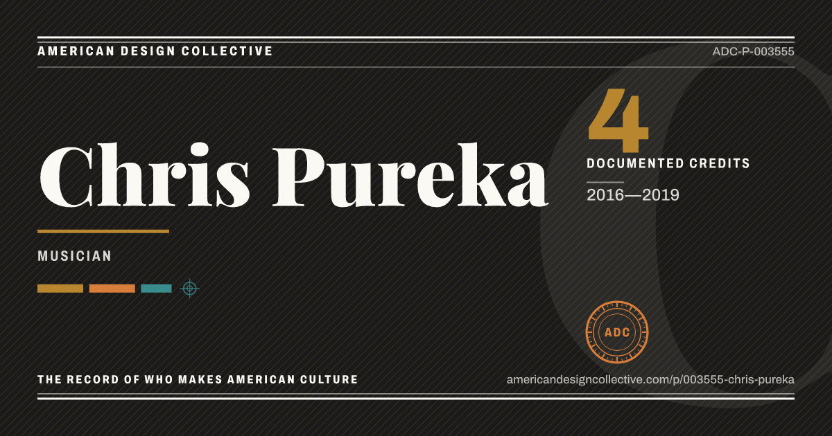 Registry card for Chris Pureka: the ADC seal, Chris Pureka, and how much is on record.